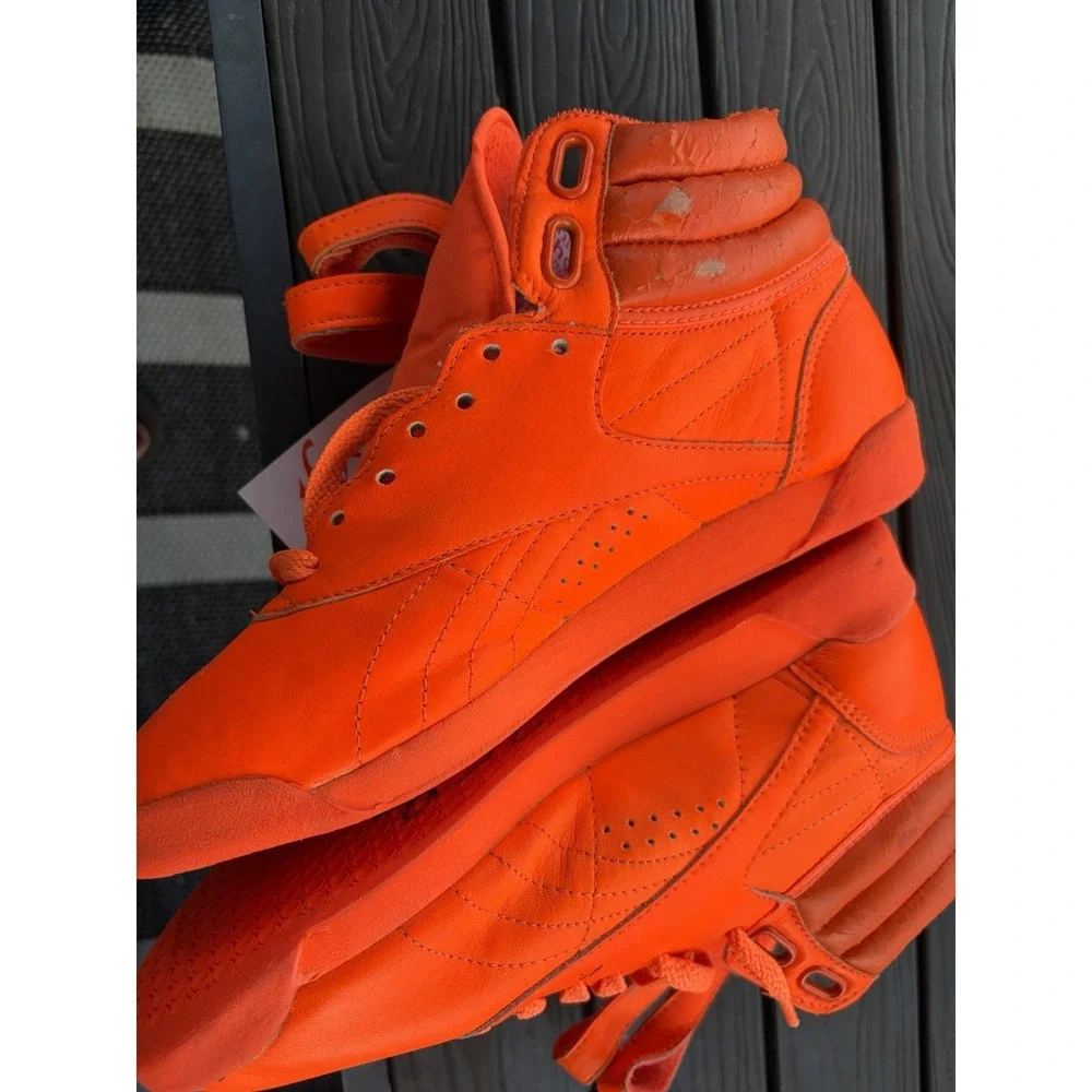 Vintage New Reebok Freestyle Hi Womens Size 7.5 Orange Shoes Made In Korea